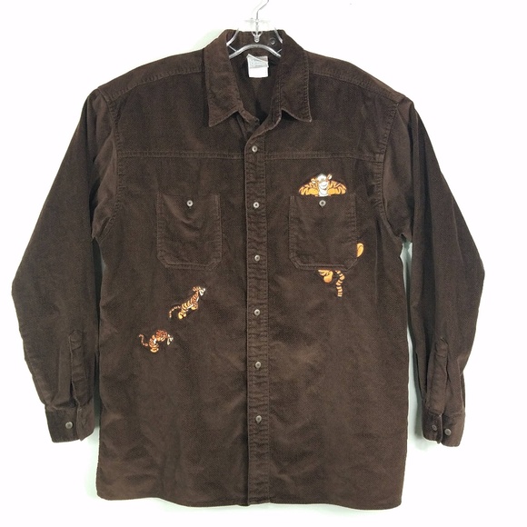 Disney Other - Disney Tigger Brown Corduroy Long Sleeve Shirt L